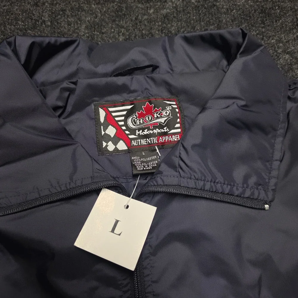 Choko Motorsports Snap-on Racing Windbreaker Jacket Navy Blue Mens Large